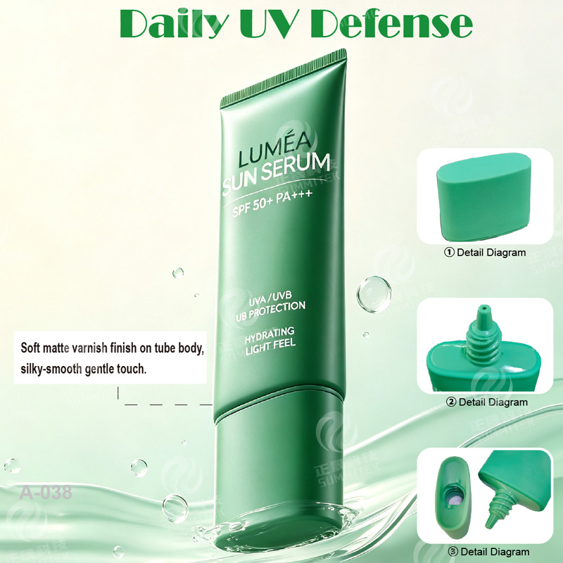 หลอดเครื่องสำอางครีมกันแดดพร้อมหัวฉีดยาว