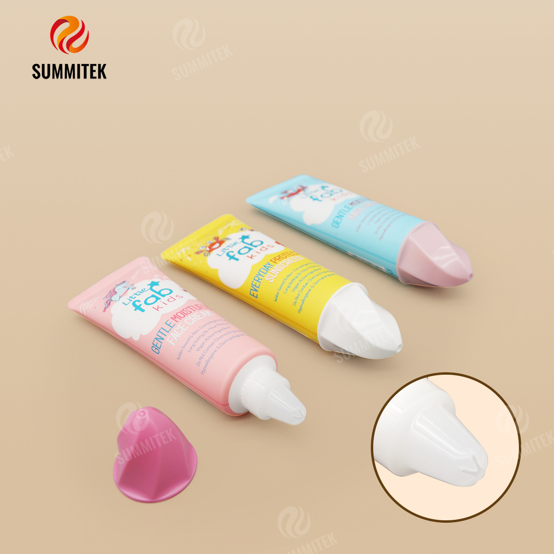 หลอดครีมกันแดดและมอยส์เจอร์ไรเซอร์สำหรับเด็กพร้อมฝาปิดไอศกรีม