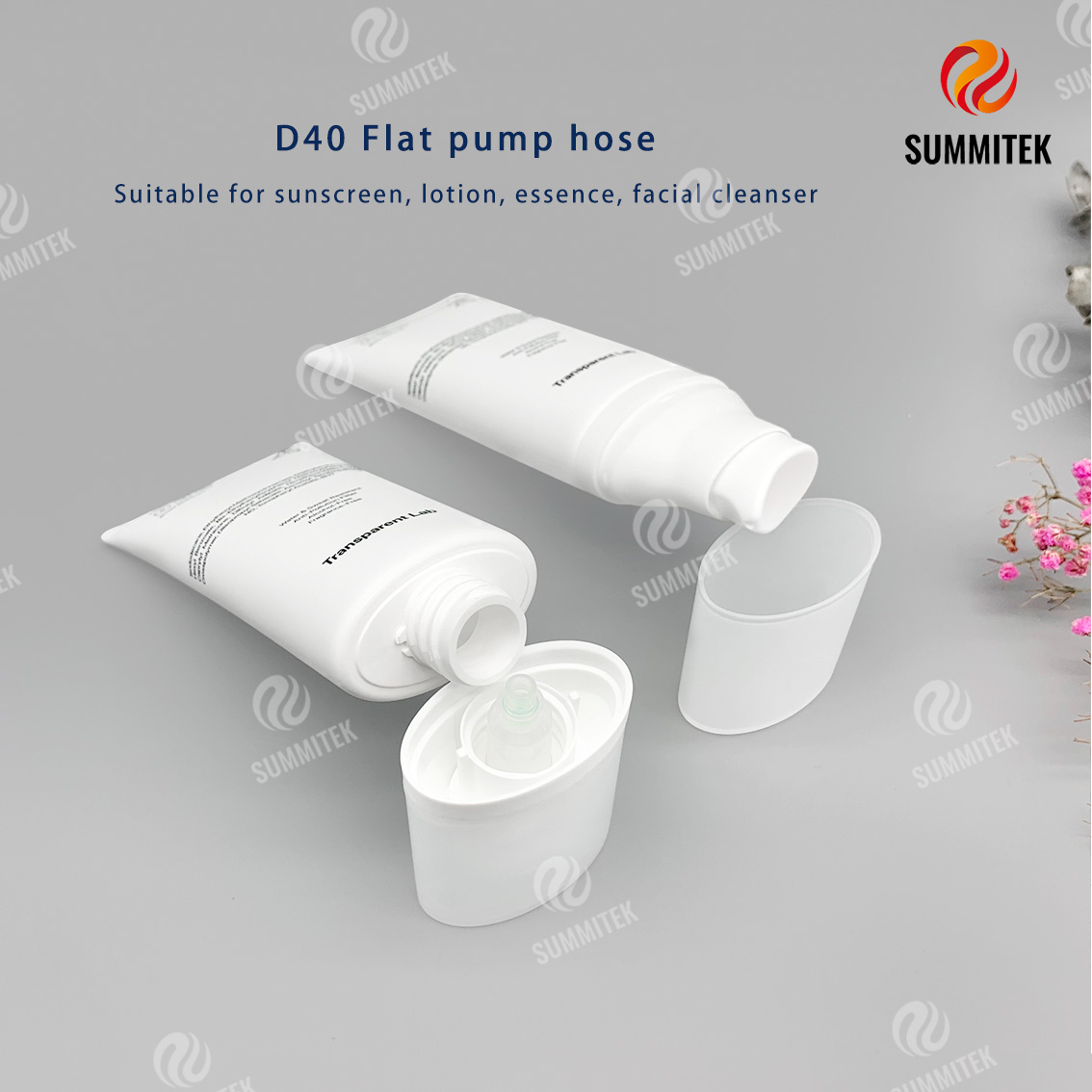 ท่อปั๊มทรงรี PE | บรรจุภัณฑ์เครื่องสำอาง Matte White Minimalist