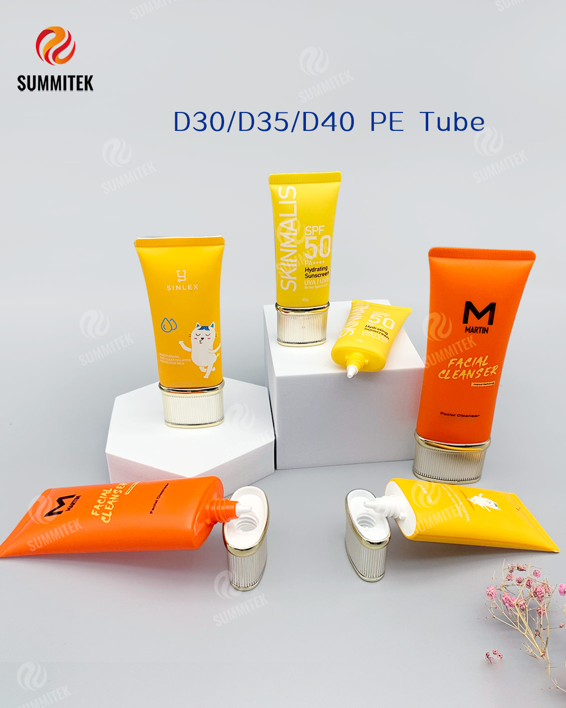 ท่อฝาเกลียวชุบด้วยไฟฟ้าหัวฉีดสั้น | ขนาด D30/D35/D40 บรรจุภัณฑ์บำรุงผิว