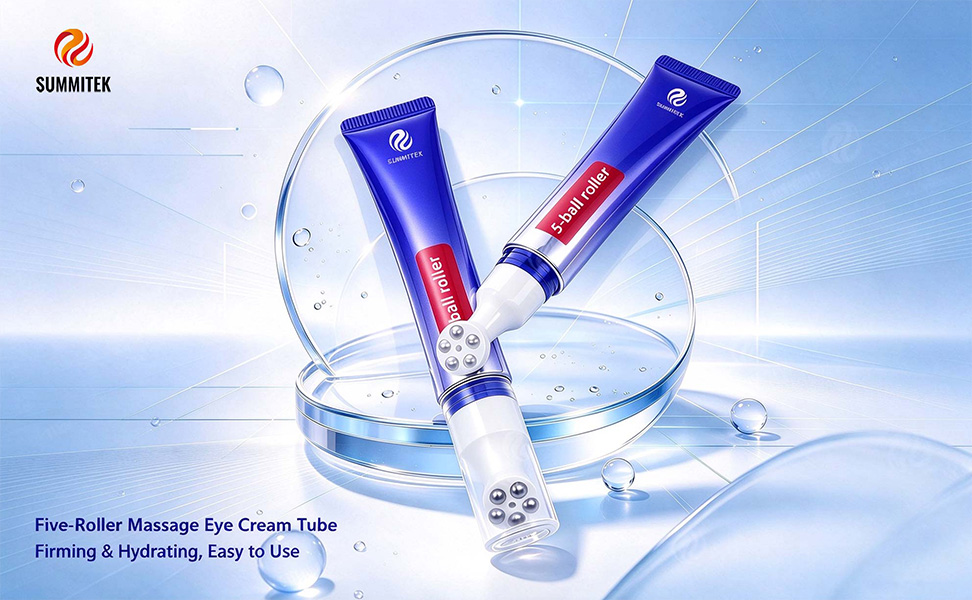 หลอดนวดตาแบบห้าลูกกลิ้งเทียบกับหลอดครีมบำรุงรอบดวงตาแบบลูกกลิ้งเดี่ยว