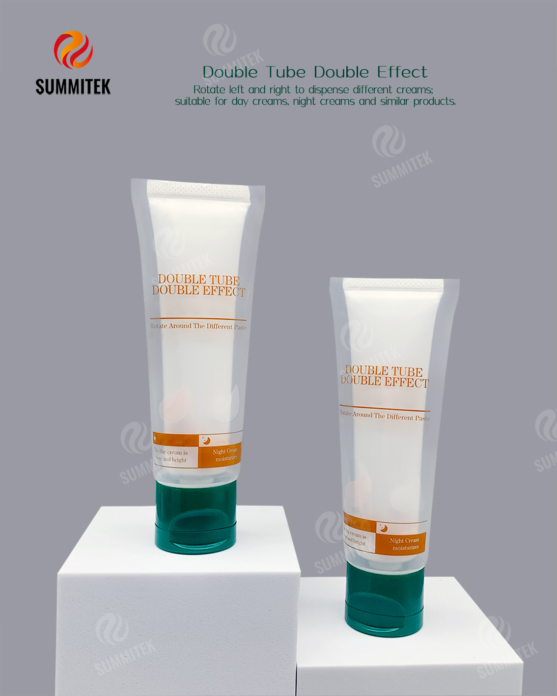 หลอดสวิตช์ Dual Chamber Twist สำหรับเดย์ครีมและไนท์ครีม