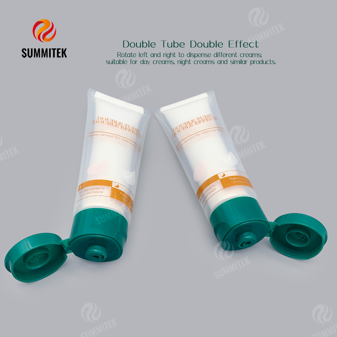 หลอดสวิตช์ Dual Chamber Twist สำหรับเดย์ครีมและไนท์ครีม